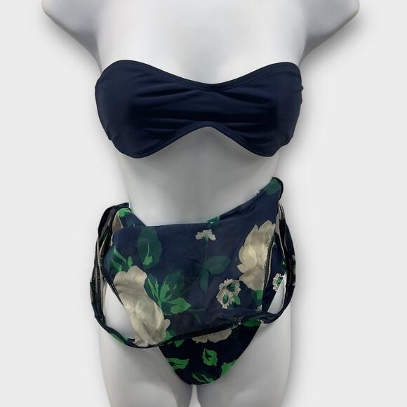 Anne Cole Sheer Blue Floral One Piece with Bandeau Size 6 - Picture 2 of 10